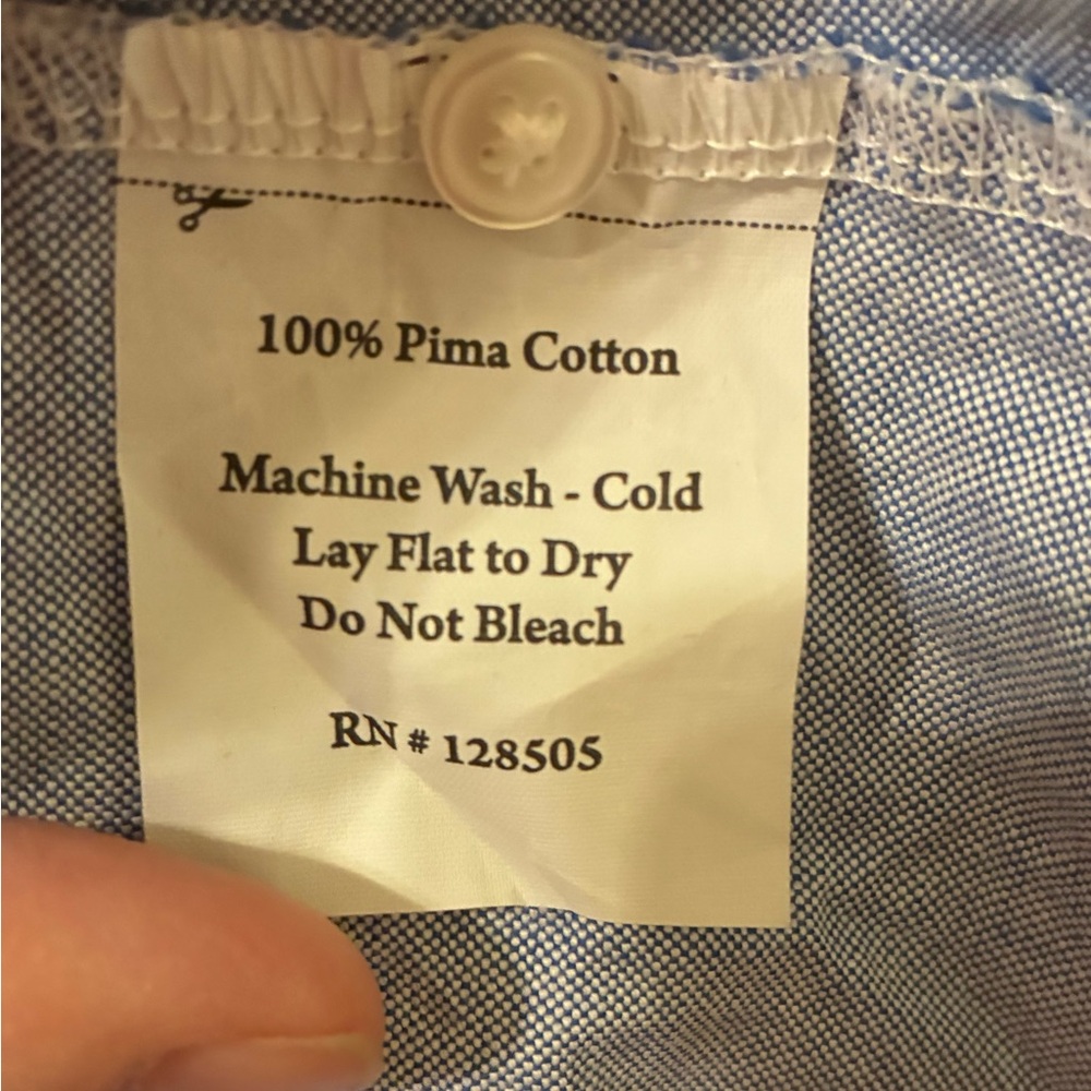 Ramblers Way 100% Cotton Chambray Blue Popover Peasant Blouse Sustainable M - Picture 8 of 8